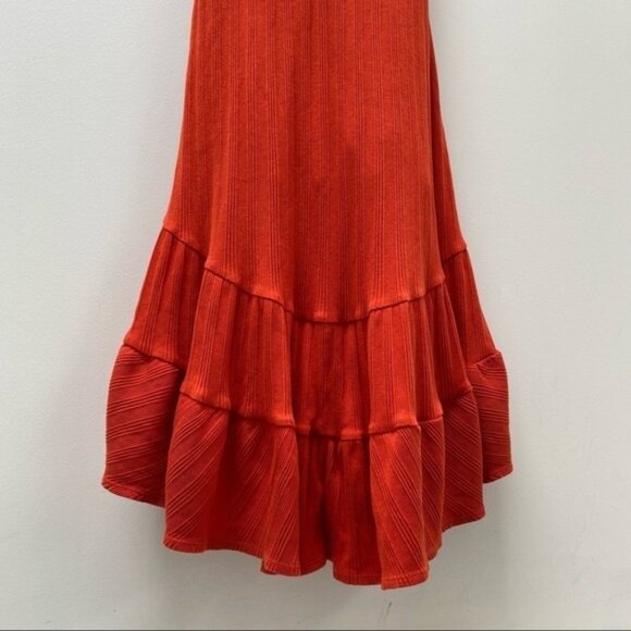 Free People Red Orange Into You Ribbed Casual Dress Women Size Medium - Picture 4 of 5